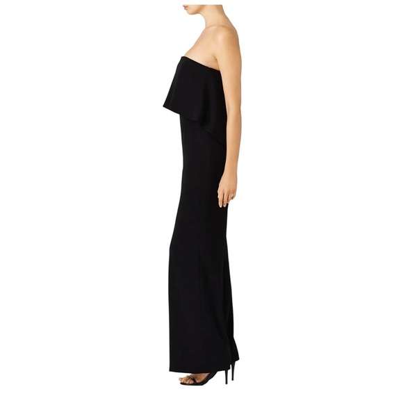 NWT DO+BE Black Strapless Overlay Front Ruffle Wide Leg Jumpsuit Black Size M - Picture 10 of 12